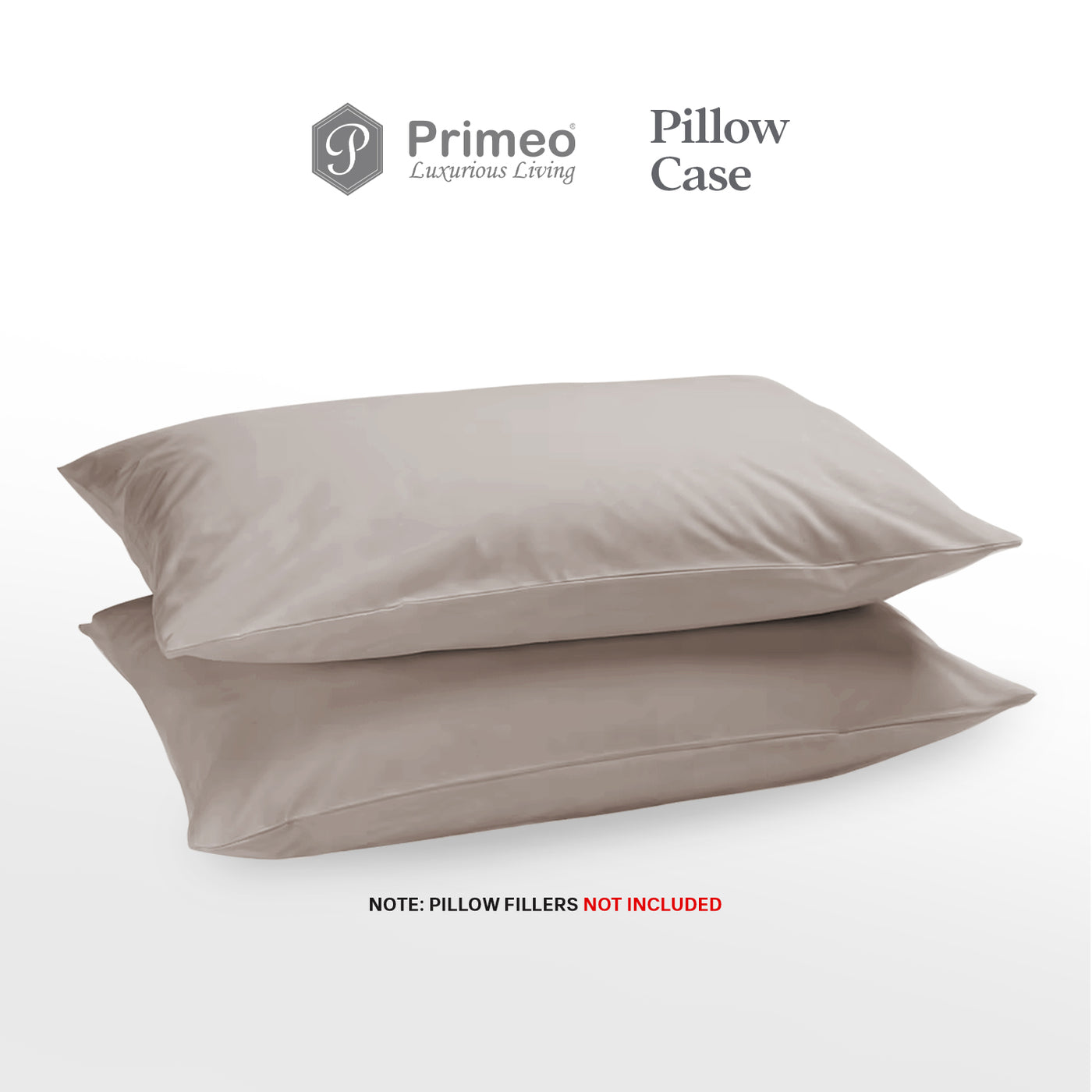 PRIMEO Premium 2 Pillow Case Set Standard Size 100% Cotton