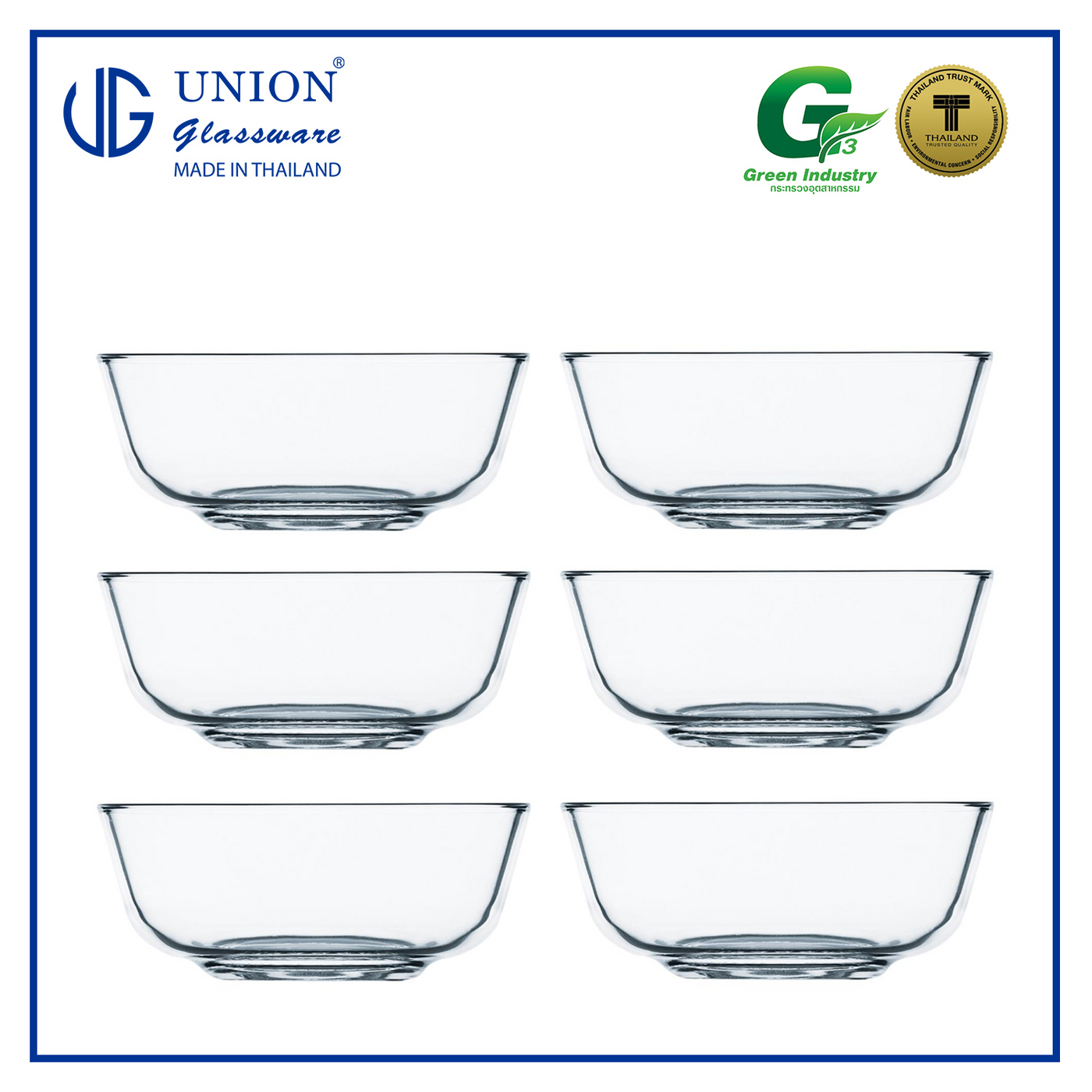 UNION GLASS Thailand	Premium Clear Glass Bowl 325 ml | 4.5 oz | 4.5" Set of 6 Amazing Gift Idea For Any Occasion!