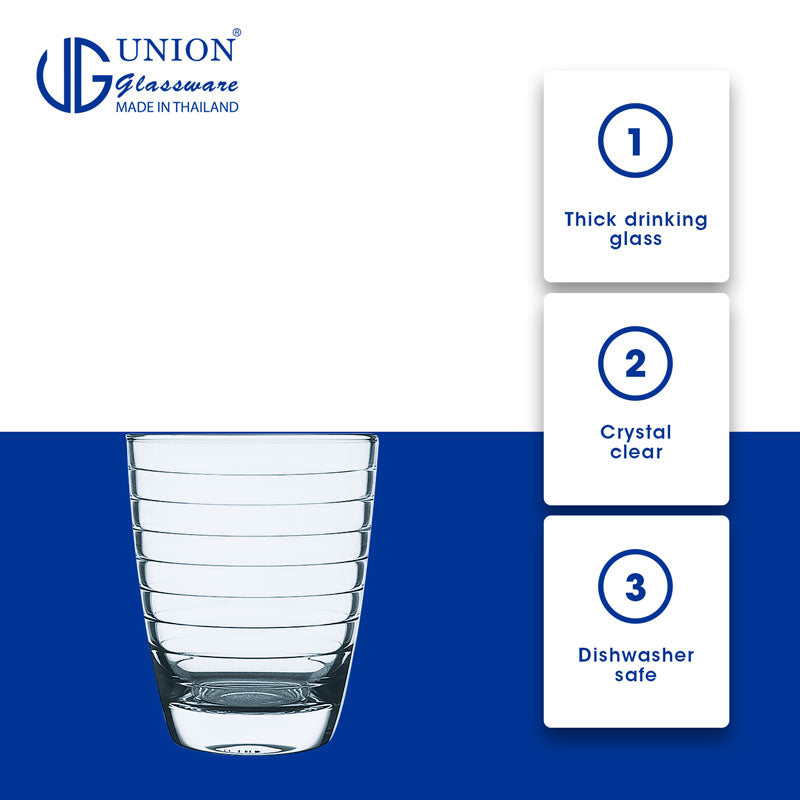 UNION GLASS Thailand Premium Clear Glass Rock Glass Water, Juice, Soda, Liquor Glass 350 ml | 13 oz Set of 6 Amazing Gift Idea For Any Occasion!