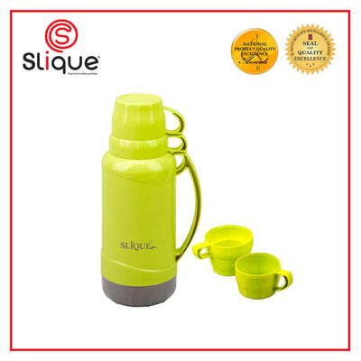 SLIQUE Premium Vacuum Flask w/ 2 Cups 1800ml Modern Italian Design Amazing Gift Idea For Any Occasion! (Green)