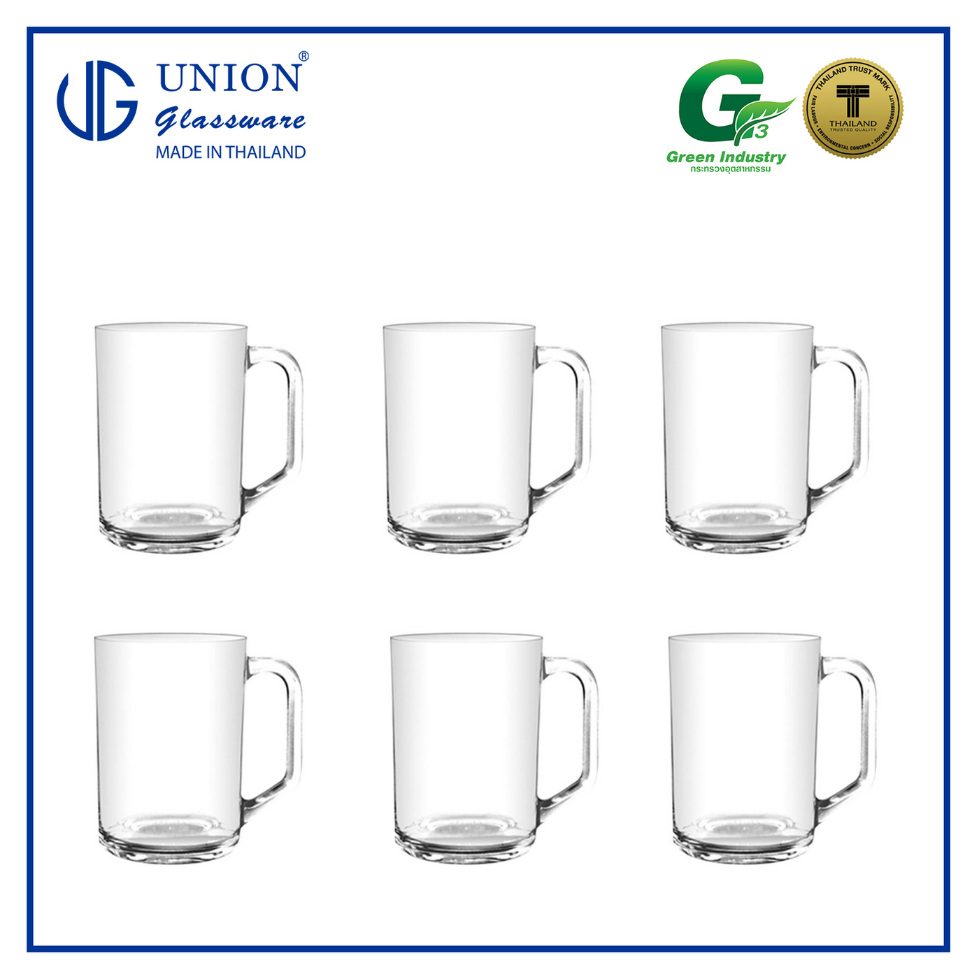 UNION GLASS Thailand Premium Clear Glass Beer Mug  Beer Lovers 440ml Set of 6 Amazing Gift Idea For Any Occasion!