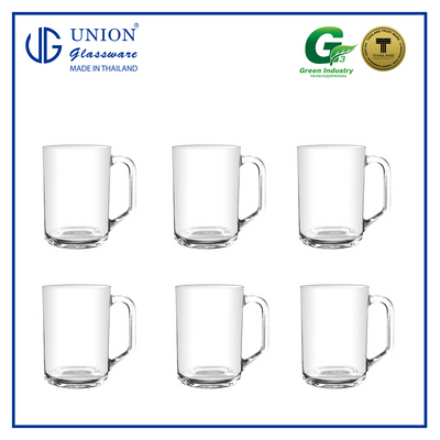 UNION GLASS Thailand Premium Clear Glass Beer Mug  Beer Lovers 440ml Set of 6 Amazing Gift Idea For Any Occasion!