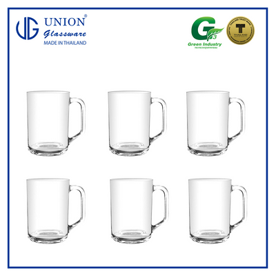 UNION GLASS Thailand Premium Clear Glass Beer Mug  Beer Lovers 440ml Set of 6