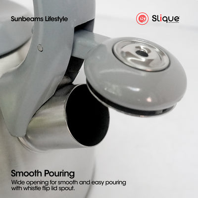 SLIQUE Whisting Kettle 3L - Stainless Steel Induction Based | even heat distribution | Nylon Grip Handle | Kitchen Essentials