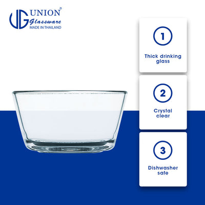 UNION GLASS Thailand Premium Clear Glass Bowl 620ml | 61oz Set of 6