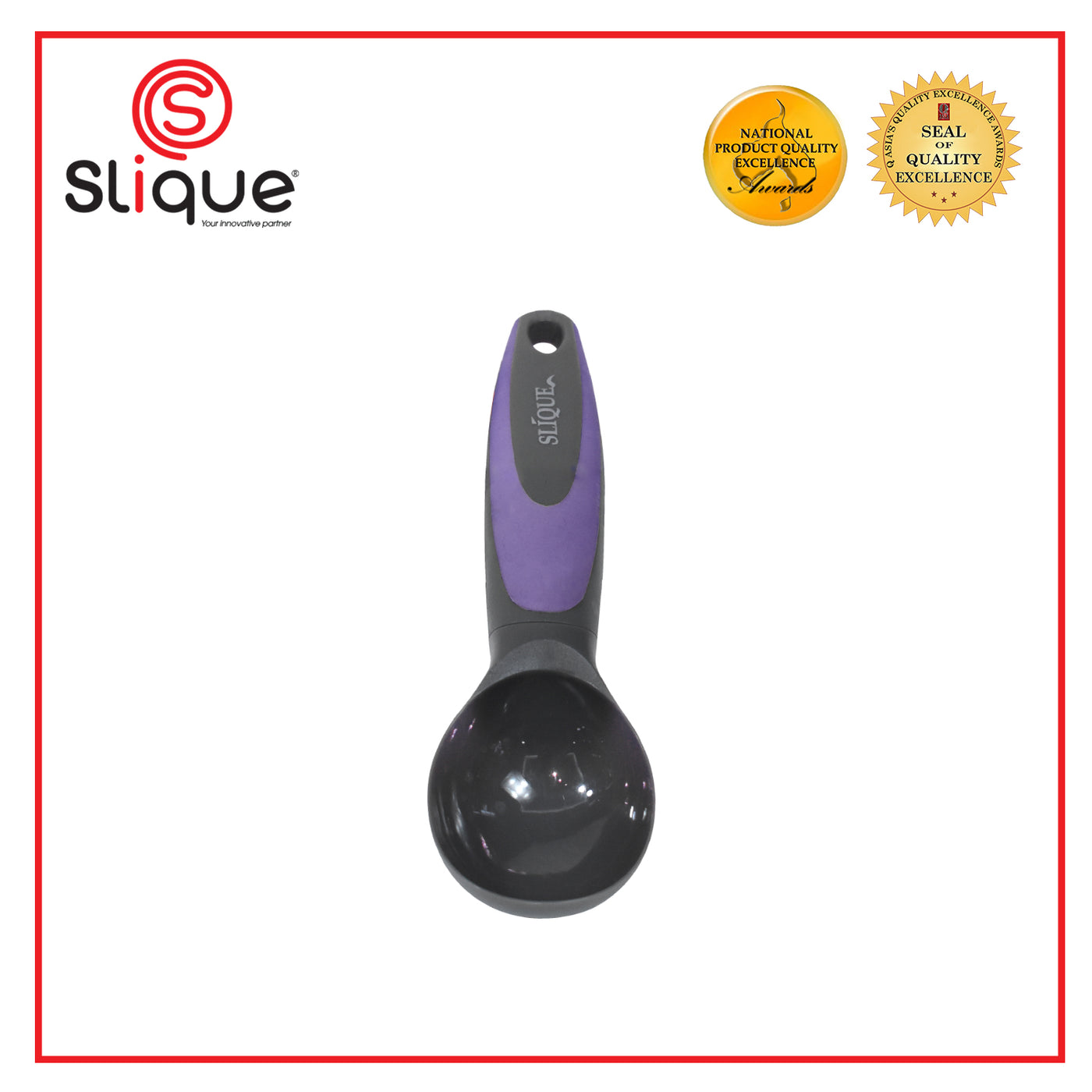 SLIQUE Premium Nylon Ice cream Scoop TPR Silicone Handle Kitchen Essentials Amazing Gift Idea For Any Occasion! (Purple)