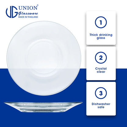 UNION GLASS Thailand Premium Clear Glass Saucer 355ml Set of 6