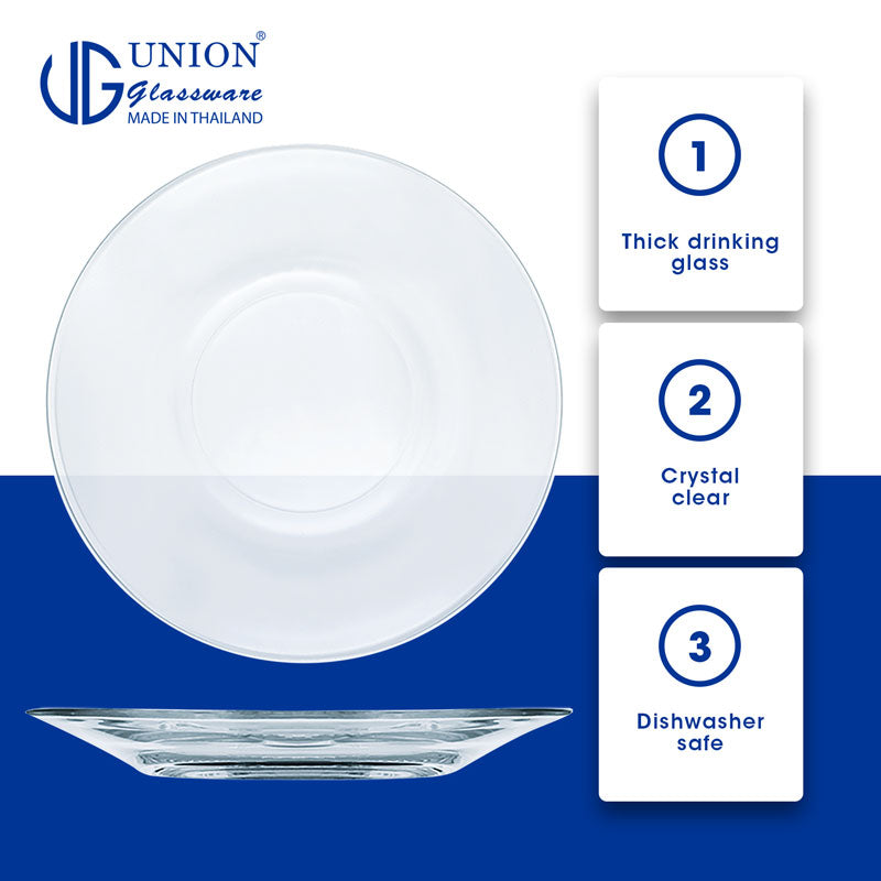 UNION GLASS Thailand Premium Clear Glass Saucer 355ml Set of 6