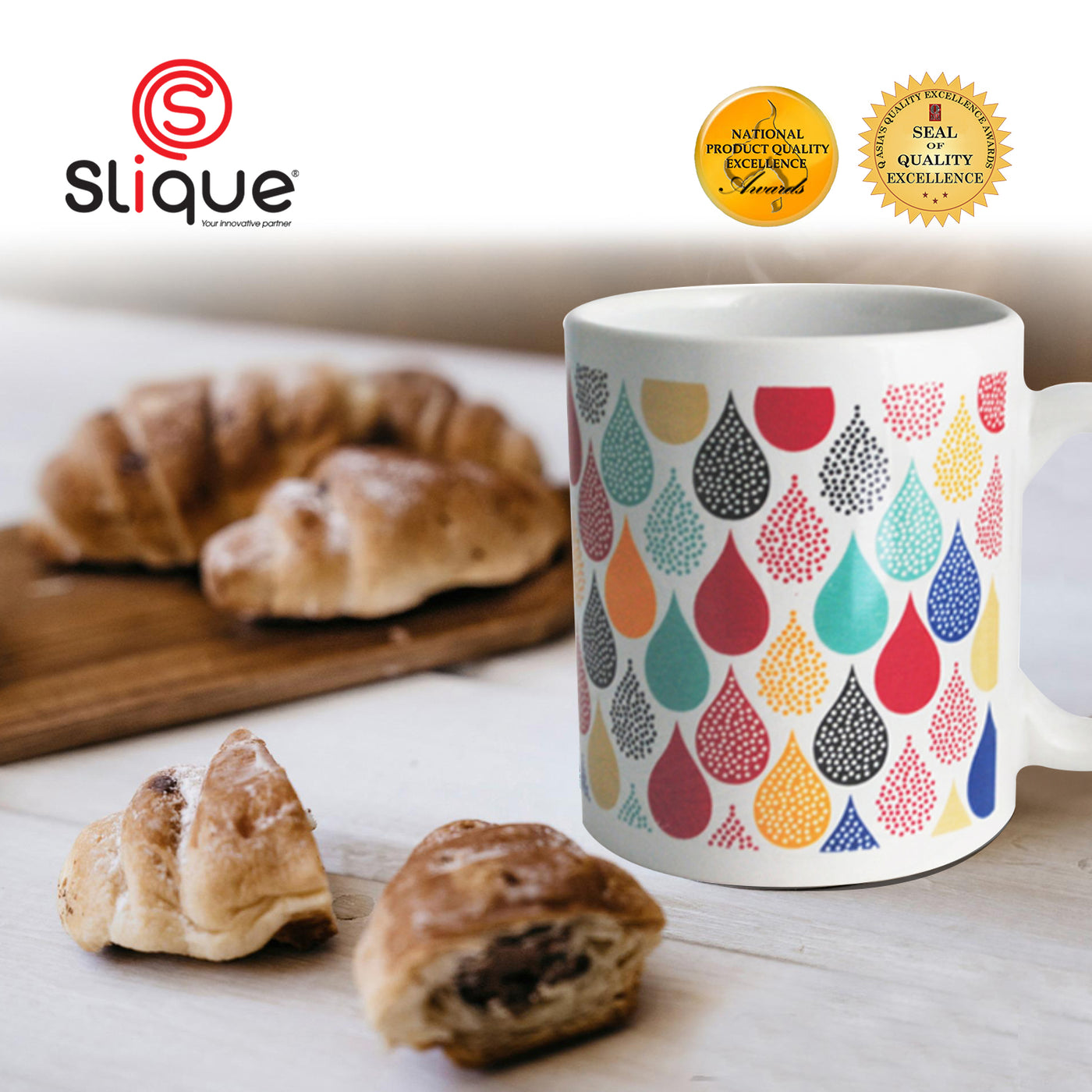 SLIQUE Premium Ceramic Mug Limited Edition Design 300ml Amazing Gift Idea For Any Occasion! (Abstract Drops)