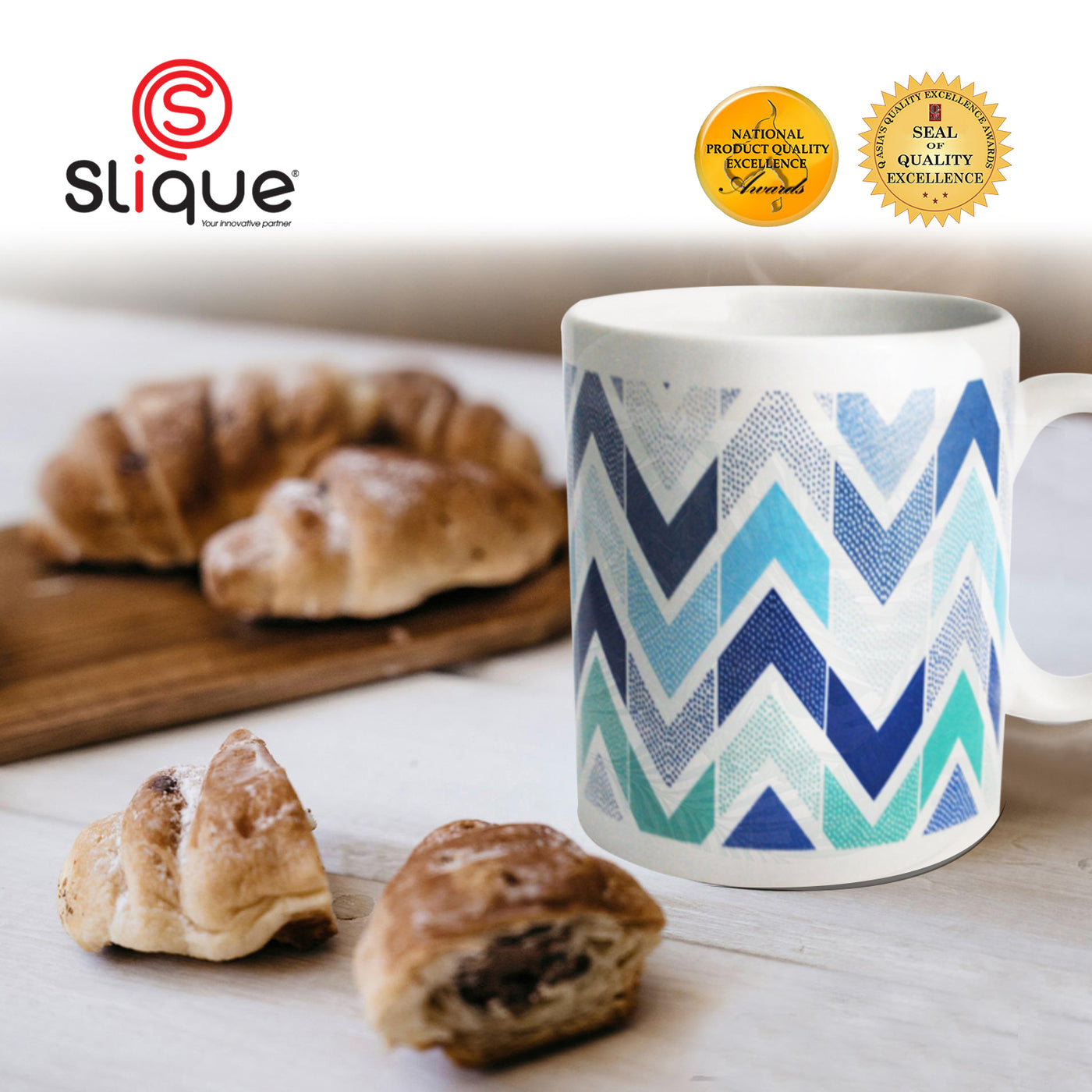 SLIQUE Premium Ceramic Mug Limited Edition Design 300ml Amazing Gift Idea For Any Occasion! (Zigzag)