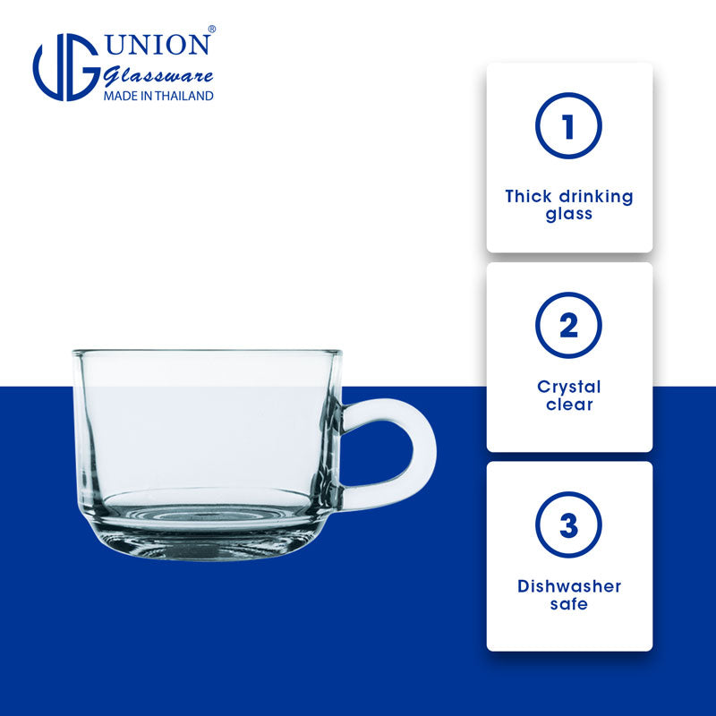 UNION GLASS Thailand Premium Clear Glass Cup Coffee, Tea, Hot Chocolate, Milk 200ml