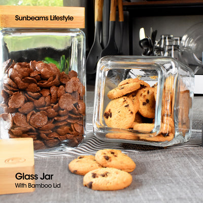 SLIQUE Premium Glass Jar w/ Stainless Steel Lid Airtight Set of 2 Storage Essentials Amazing Gift Idea For Any Occasion! 1000ml