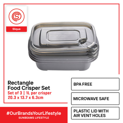 SLIQUE Premium Round Food Crisper w/ Air Vent on Lid 1000ml Set of 2 Storage Essentials Amazing Gift Idea For Any Occasion!
