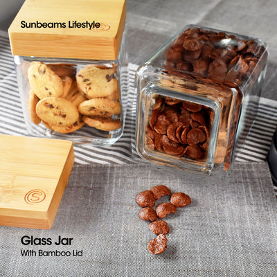 SLIQUE Premium Glass Jar w/ Stainless Steel Lid Airtight Set of 2 1500ml