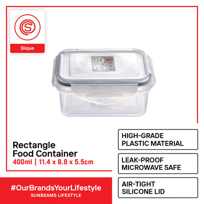 SLIQUE Premium PP Rectangular Food Container Airtight | Leak Proof Storage Essentials Amazing Gift Idea For Any Occasion! 400ml