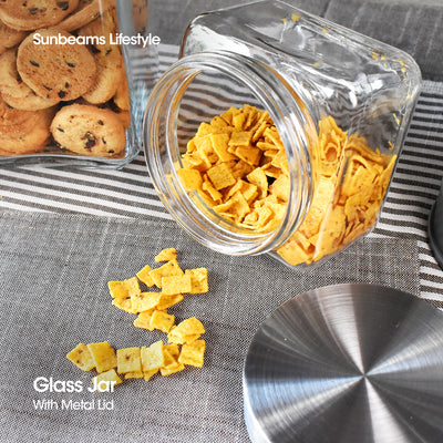 SLIQUE Premium Glass Jar w/ Stainless Steel Lid Airtight Set of 2 Storage Essentials Amazing Gift Idea For Any Occasion! 750ml