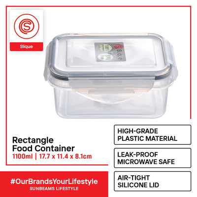 SLIQUE Premium PP Rectangular Food Container Airtight | Leak Proof Storage Essentials Amazing Gift Idea For Any Occasion! 1100ml