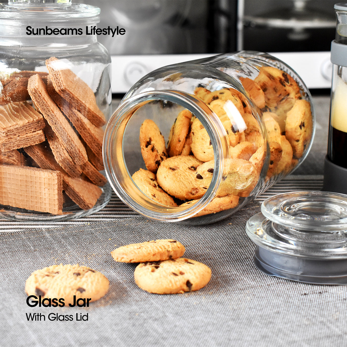 SLIQUE Premium Glass Jar w/ Glass Lid Airtight 1500ml|1.5L Set of 2