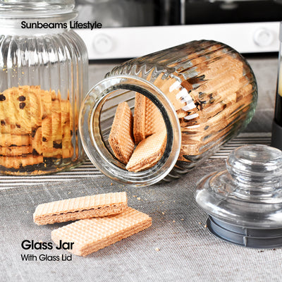 SLIQUE Premium Glass Jar w/ Glass Lid Airtight 1200ml|1.2L Set of 2 Storage Essentials Amazing Gift Idea For Any Occasion!
