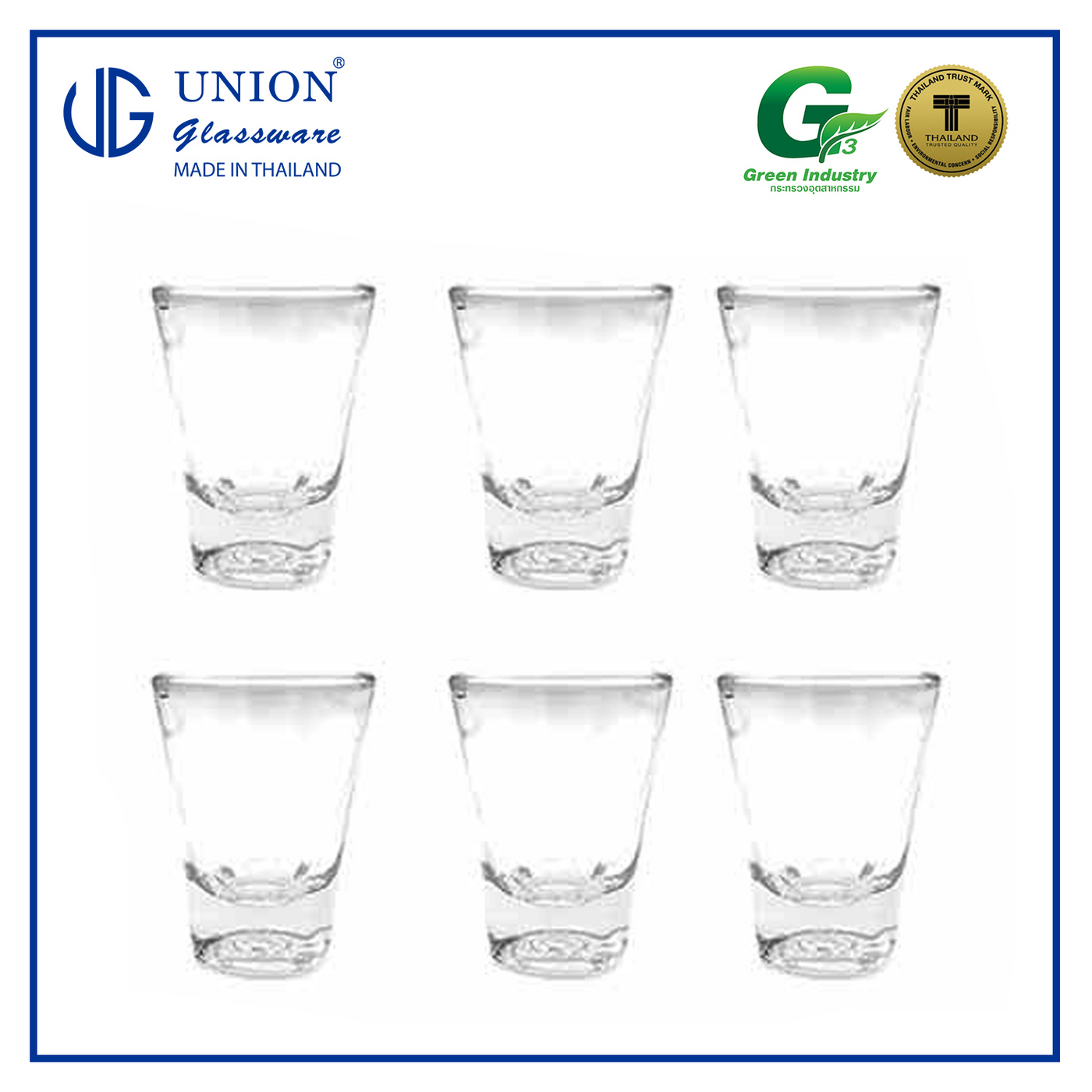 UNION GLASS Thailand Premium Clear Glass Shot Glass 63ml | 2oz Set of 6