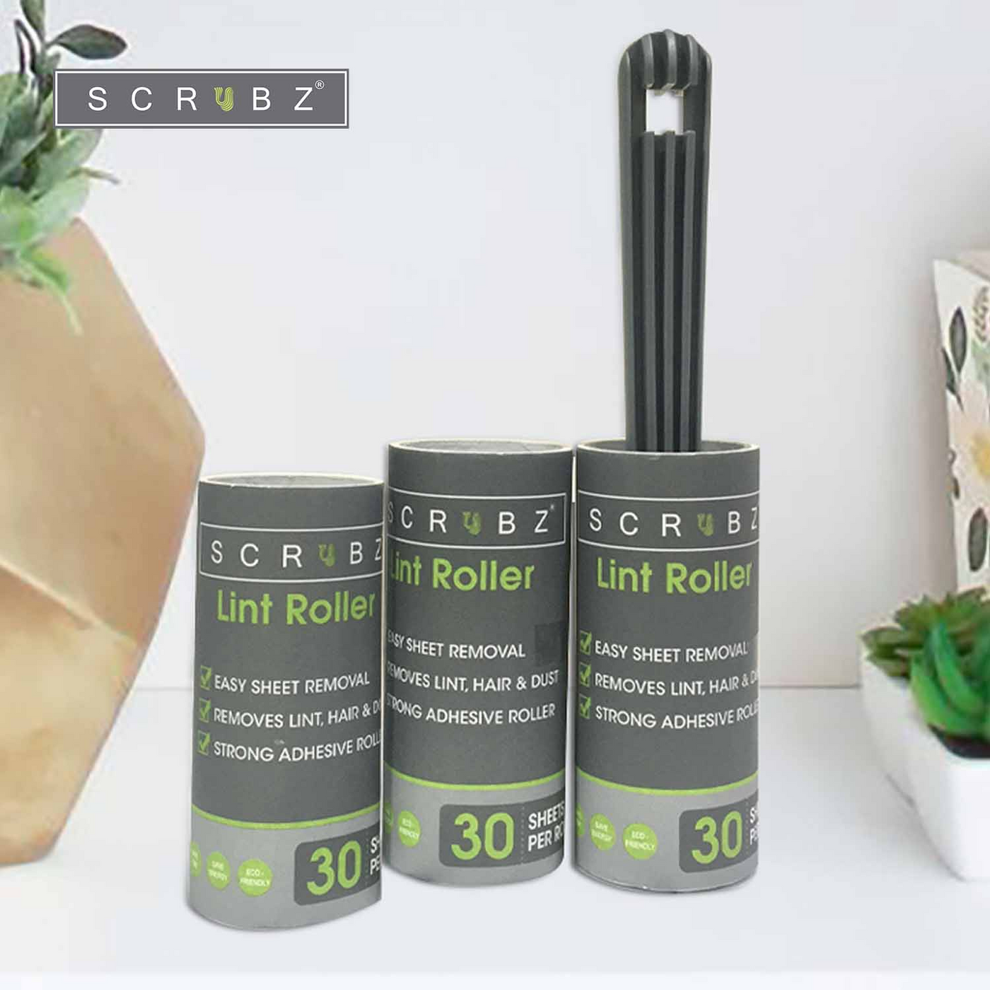 SCRUBZ Heavy Duty Cleaning Essentials Premium Lint Roller Set of 3 Amazing Gift Idea For Any Occasion!