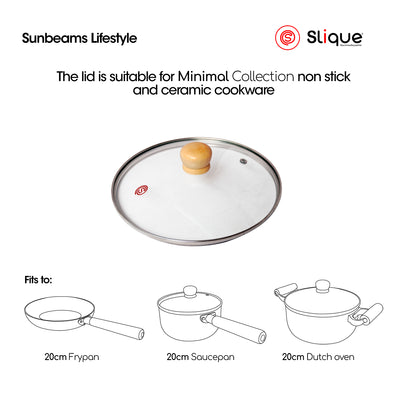 Slique Glass Lid Tempered Glass & Stainless Steel Rim with wooden knob Suitable for Fry pan, Wok pan & Dutch Oven Pan Healthy Cooking Essentials Amazing Gift Idea For Any Occasion!