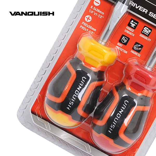 VANQUISH Stubby Slotted & Philips Screwdriver Set of 2 Premium | Heavy Duty | Professional