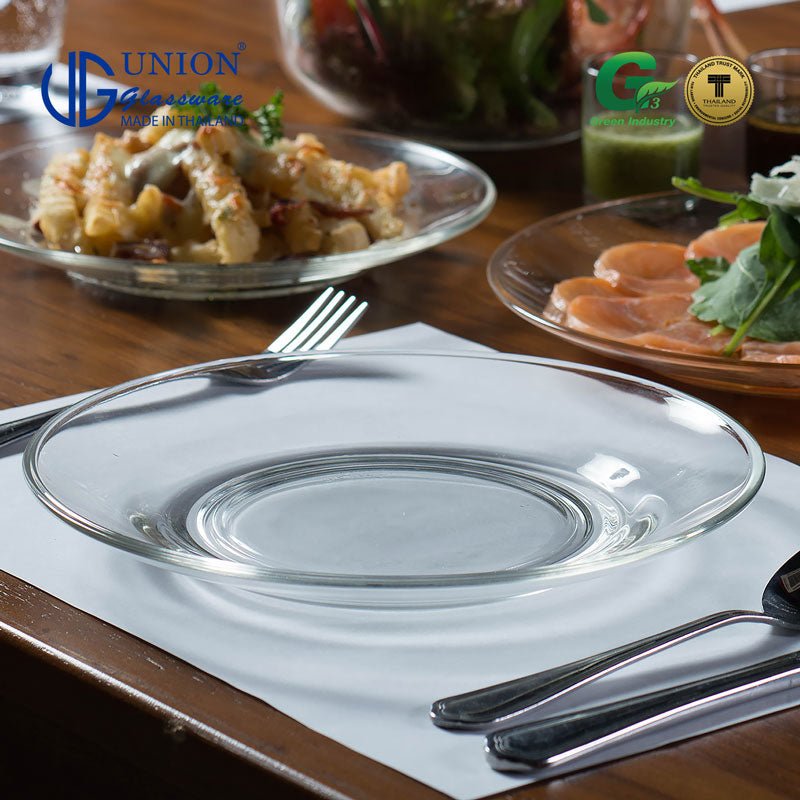 UNION GLASS Thailand Premium Clear Glass Plate 705ml | 14.5oz | 9" Set of 6 Amazing Gift Idea For Any Occasion!