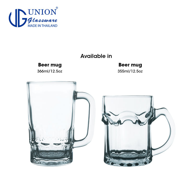 UNION GLASS Thailand Premium Clear Glass Beer Mug  Beer Lovers 306ml Set of 6 Amazing Gift Idea For Any Occasion!