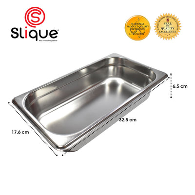 SLIQUE Premium Stainless Steel 1x3 Food Pan 21cm Amazing Gift Idea For Any Occasion!
