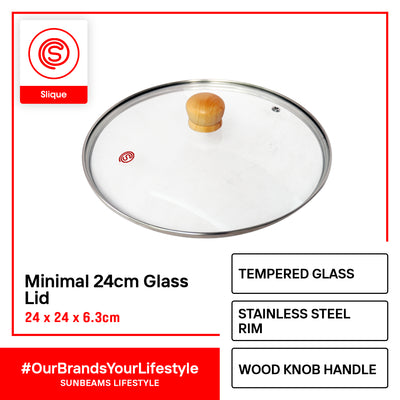 Slique Glass Lid Tempered Glass & Stainless Steel Rim with wooden knob Suitable for Fry pan, Wok pan & Dutch Oven Pan Healthy Cooking Essentials Amazing Gift Idea For Any Occasion!