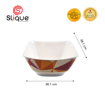 SLIQUE Premium Melamine Square Bowl 15" Modern Italian Design Amazing Gift Idea For Any Occasion! (Brown)