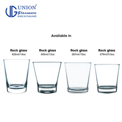 UNION GLASS Thailand Premium Clear Glass Rock Glass Water, Juice, Soda, Liquor Glass 290 ml | 10 oz Set of 6 Amazing Gift Idea For Any Occasion!