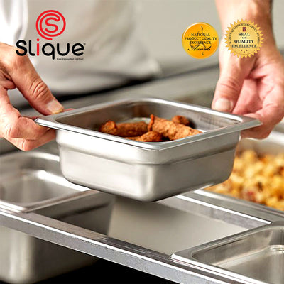 SLIQUE Premium Stainless Steel 1x6 Food Pan 21cm Amazing Gift Idea For Any Occasion!
