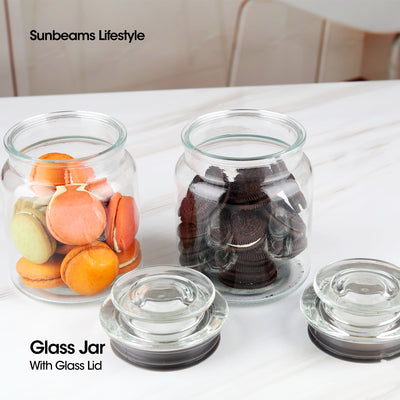 SLIQUE Premium Glass Jar w/ Glass Lid Airtight 750ml Set of 2