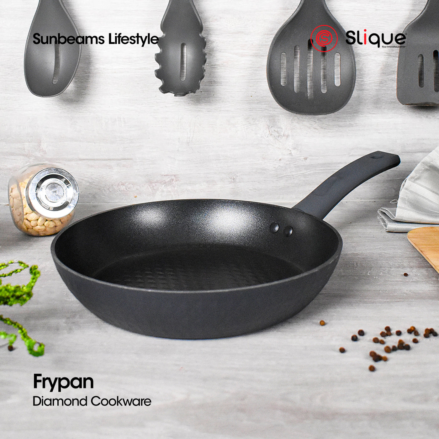 SLIQUE Premium Diamond Cookware Frypan 2 Layer Non-stick Coating 28cm
