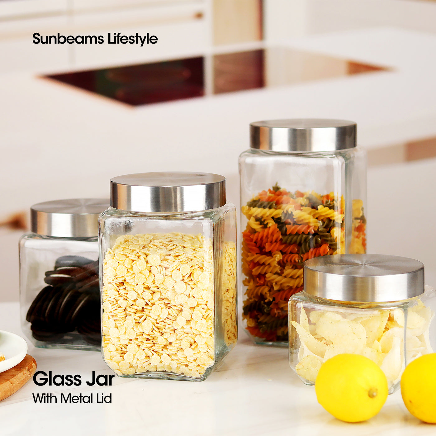 SLIQUE Premium Glass Jar w/ Stainless Steel Lid Airtight Set of 2 Storage Essentials Amazing Gift Idea For Any Occasion! 1000ml