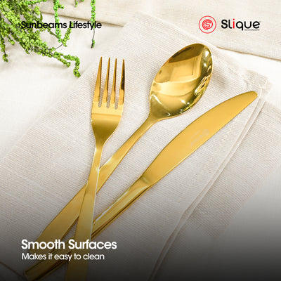 SLIQUE Cutlery Set Stainless Steel Spoon | Fork | Tea Spoon | Knife | Ice Server | Ladle | Serving Spoon & Fork | Salad & Cake Server | Cake Fork | Ice Server