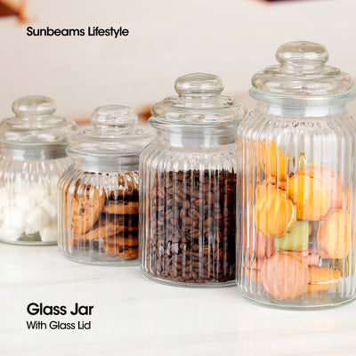 SLIQUE Premium Glass Jar w/ Glass Lid Airtight 1200ml|1.2L Set of 2