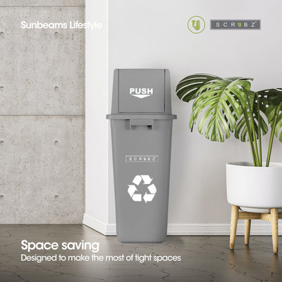 SCRUBZ Trash Bin Swing Top Open PP Plastic 60L | 46 x 32 x 81 cm Amazing Gift Idea For Any Occasion!