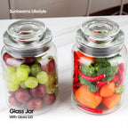SLIQUE Premium Glass Jar w/ Glass Lid Airtight 1000ml|1L Set of 2