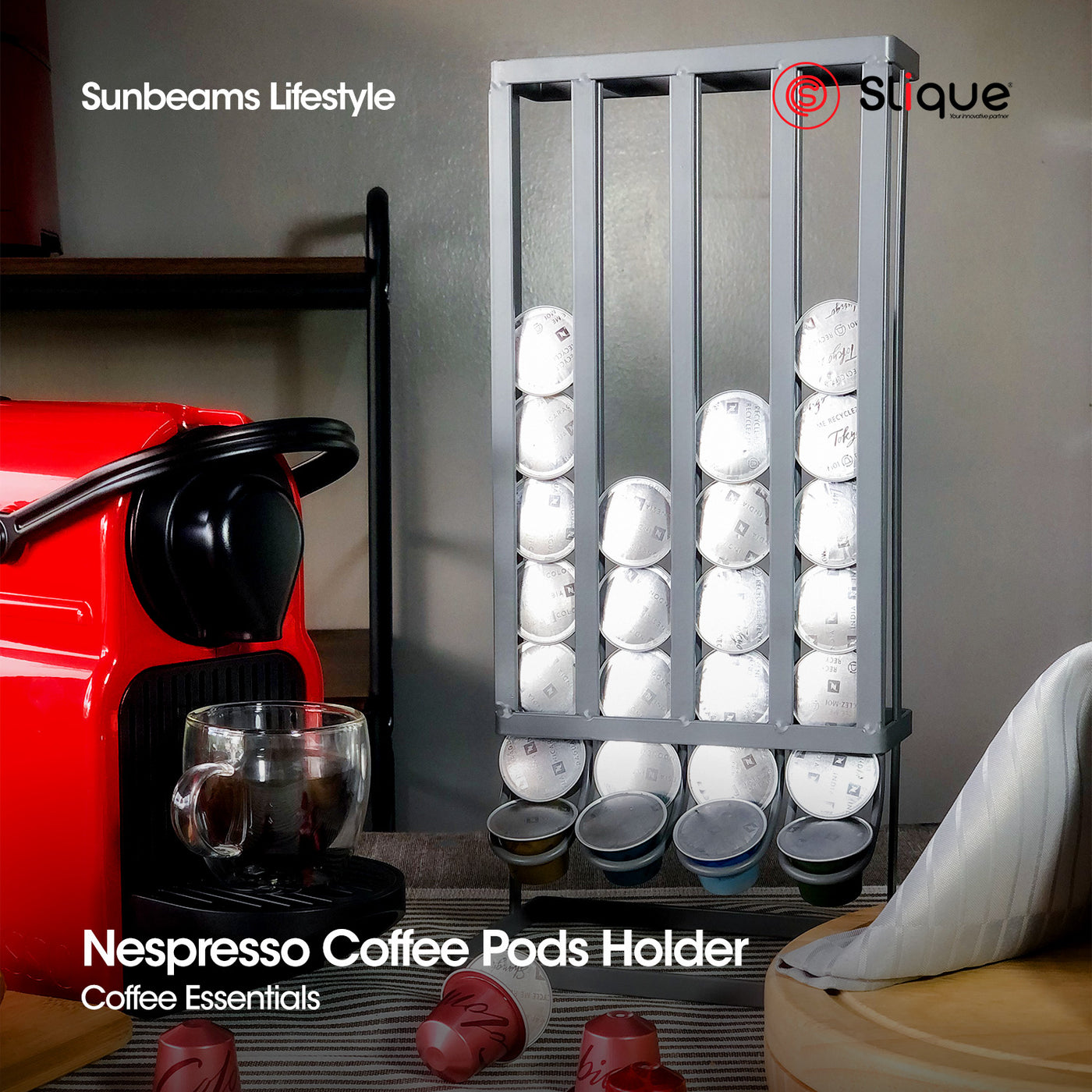 SLIQUE Premium Nespresso Compatible 40 Piece Coffee Pod Stand Coffee Lovers