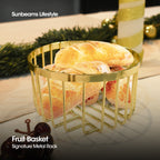 SIGNATURE by Slique Premium Kitchen Rack Metal Trivet | Napkin Holder | Fruit Basket | Utensil Holder | Tissue Roll Holder | Mug Rack | Pastry Stand - Gold Electroplate