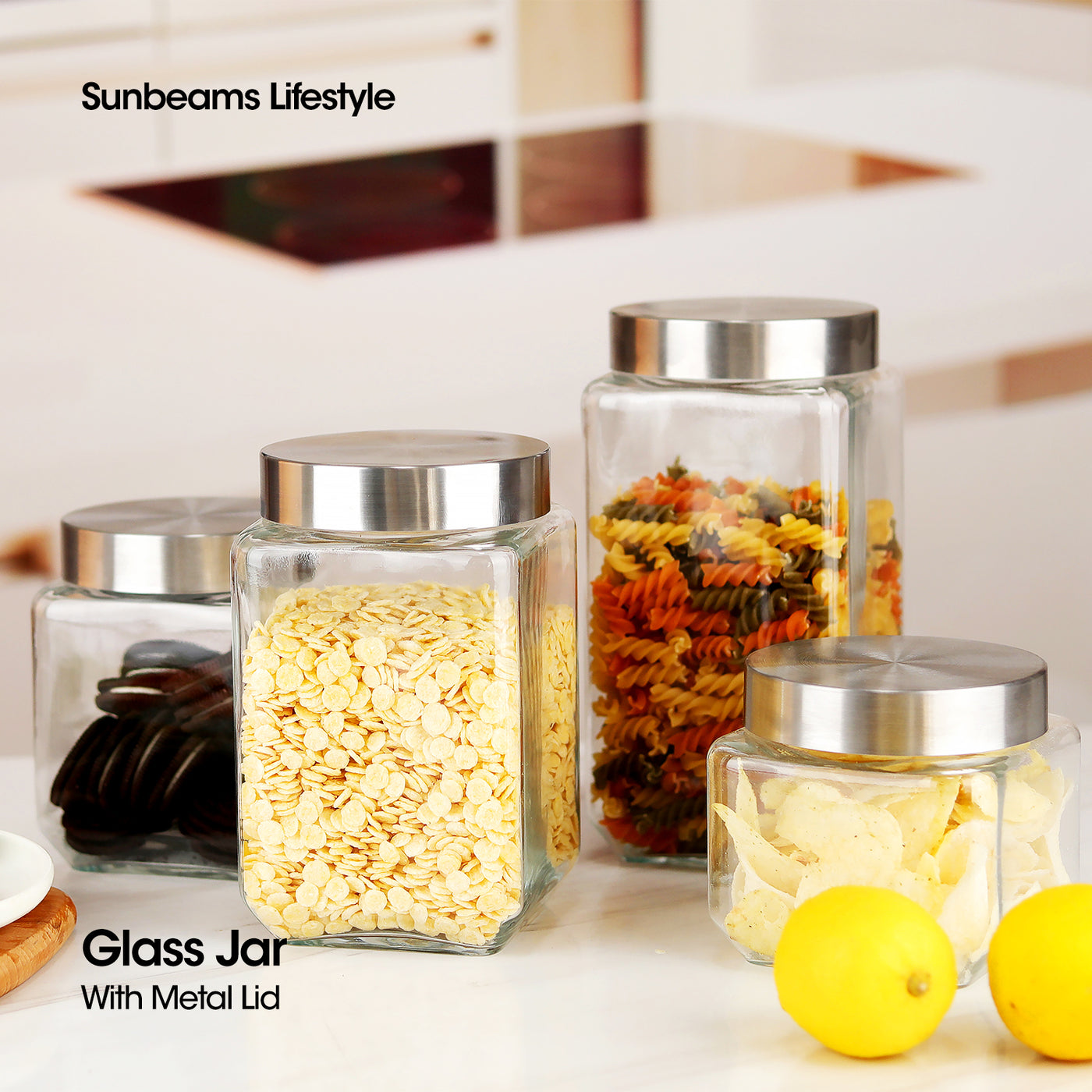 SLIQUE Premium Glass Jar w/ Stainless Steel Lid Airtight Set of 2 Storage Essentials Amazing Gift Idea For Any Occasion! 2000ml