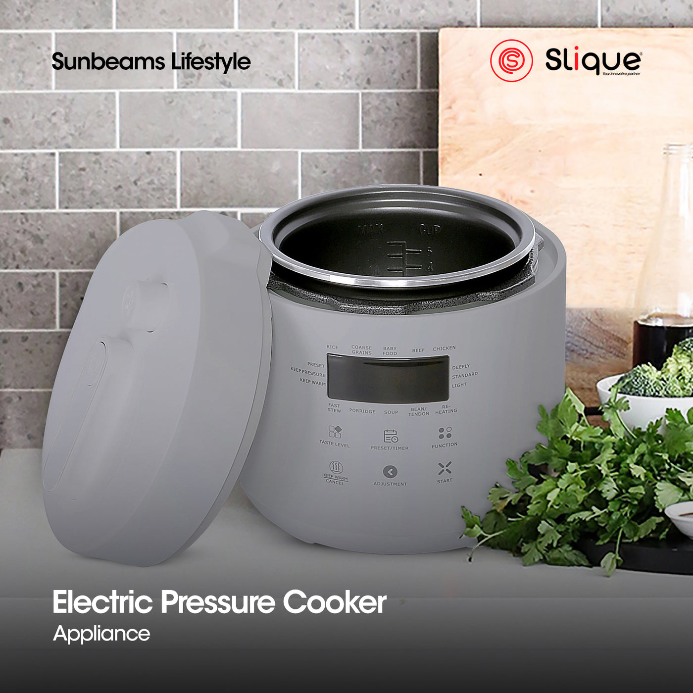SLIQUE Electric Pressure Cooker 1.1 L | 24.5x23.8x25cm