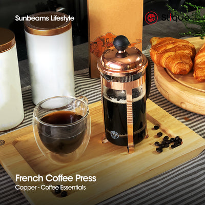 SLIQUE Premium Copper French Coffee Press 300ml (Rosegold)