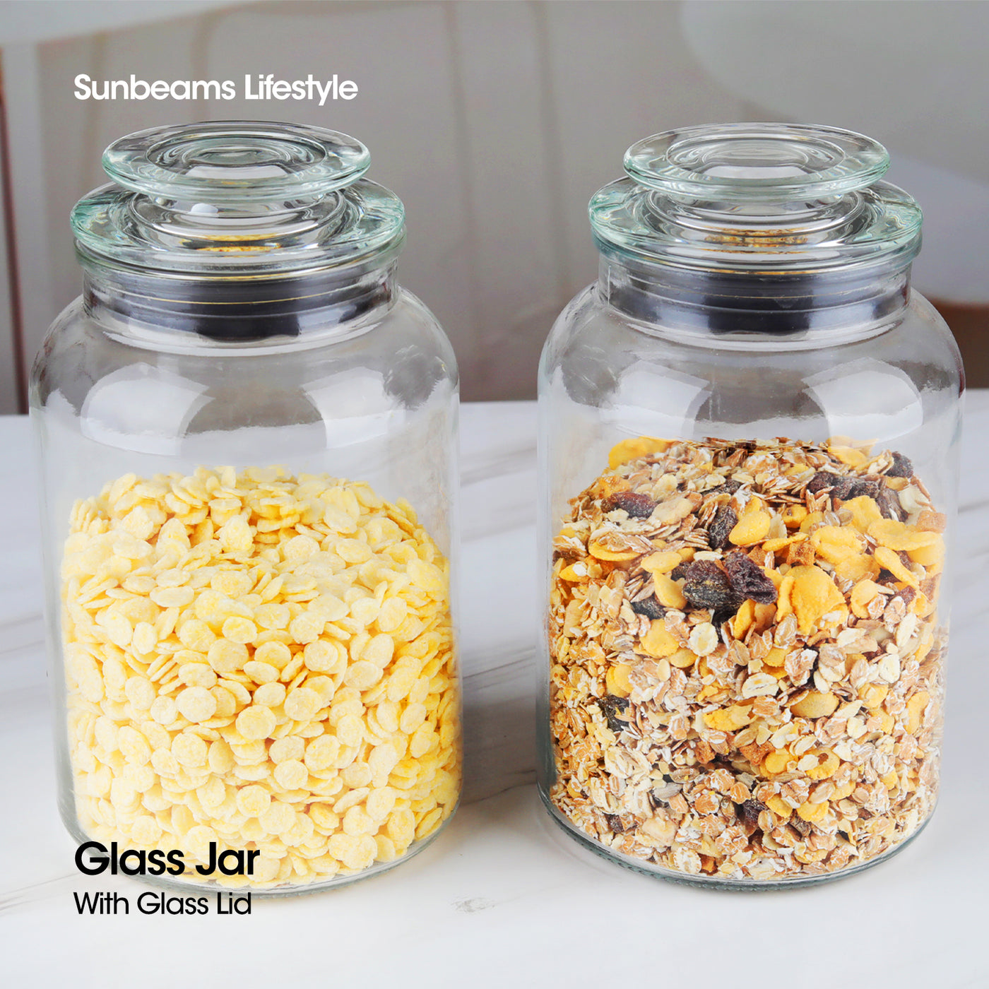 SLIQUE Premium Glass Jar w/ Glass Lid Airtight 1500ml|1.5L Set of 2