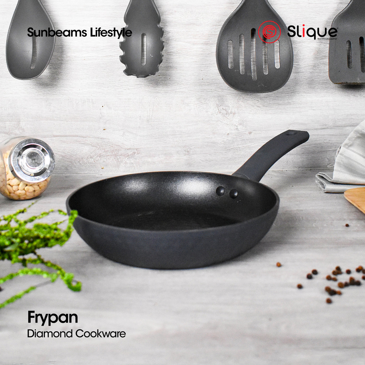 SLIQUE Premium Diamond Cookware Frypan 2 Layer Non-stick Coating 24cm