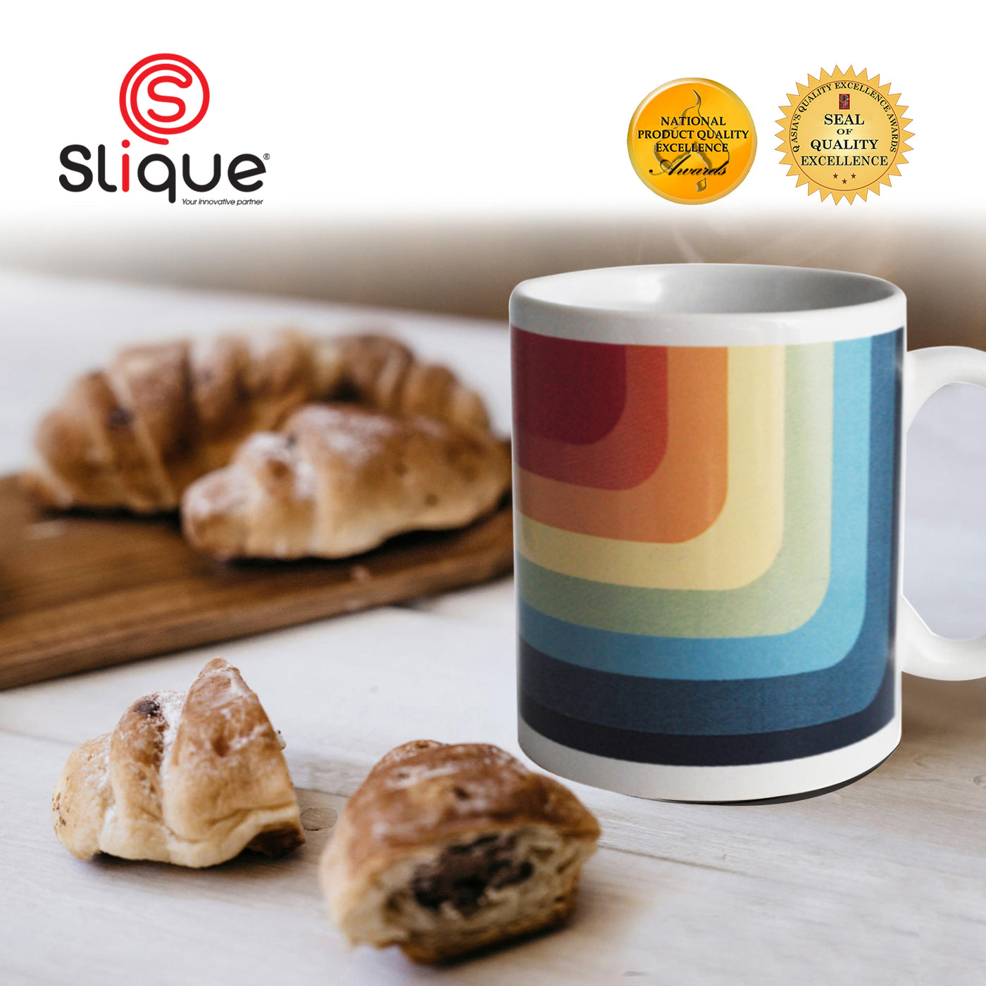 SLIQUE Premium Ceramic Mug Limited Edition Design 300ml Amazing Gift Idea For Any Occasion! (Retro Colors)