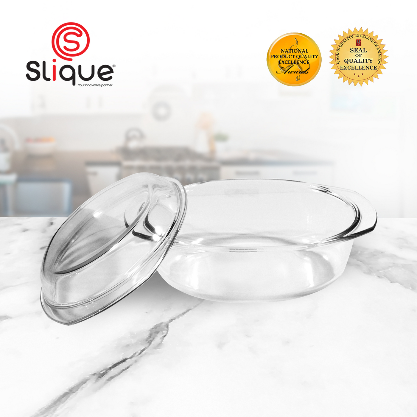 SLIQUE Premium Borosilicate Oval Glass Baking Dish Microwave & Oven Safe 1000ml Baking Essentials Amazing Gift Idea For Any Occasion!